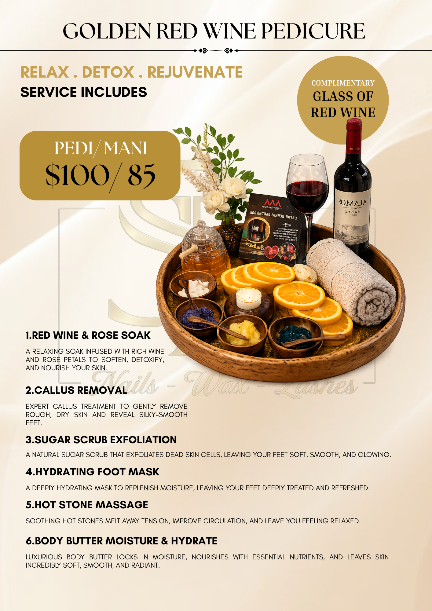 Golden Red Wine Pedicure