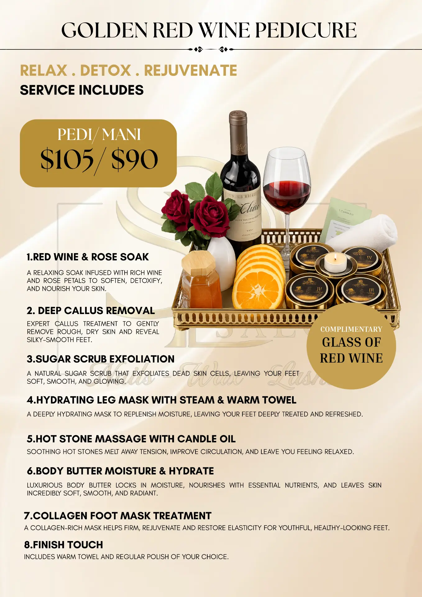 Golden Red Wine Pedicure