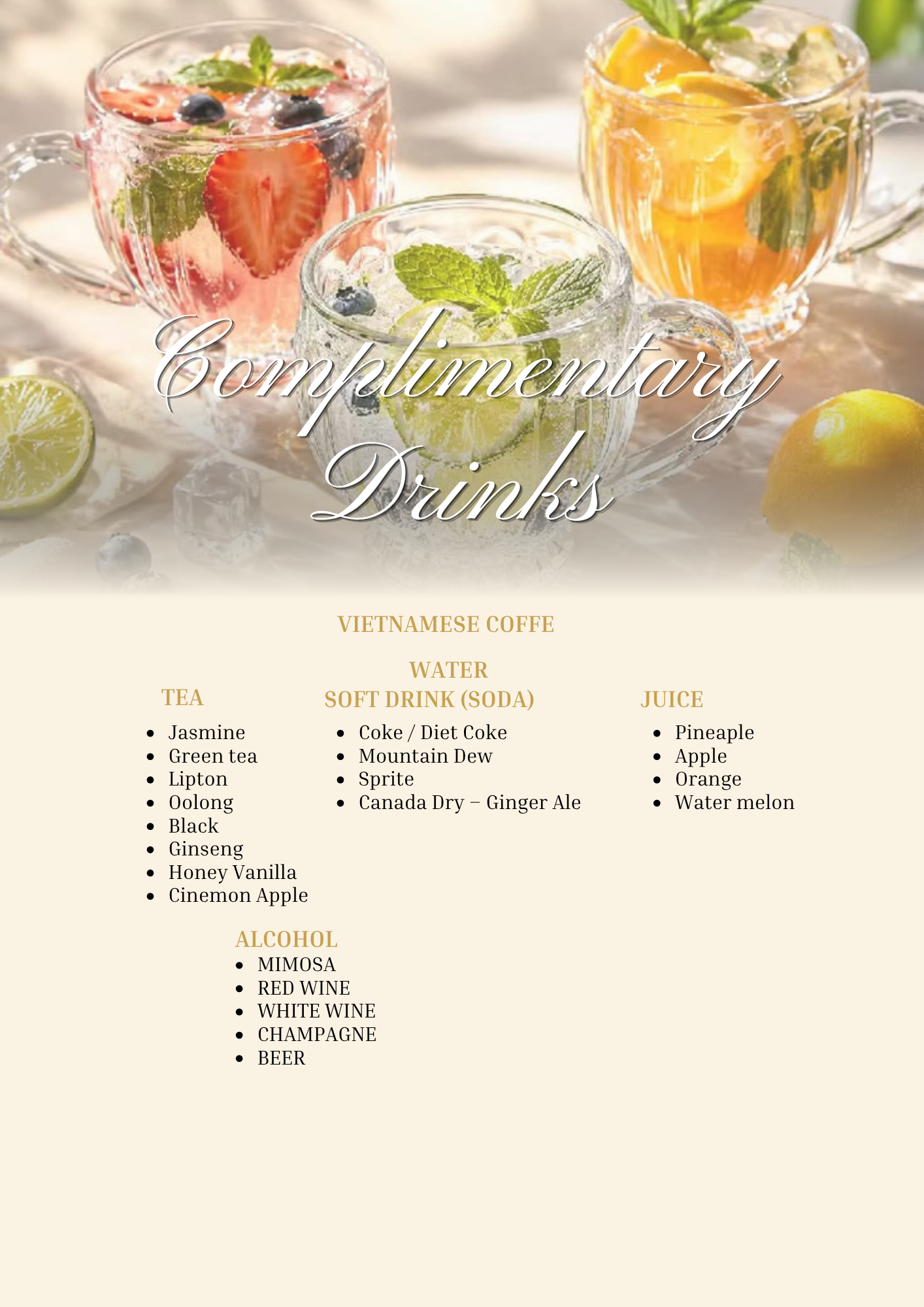 Complimentary Drinks