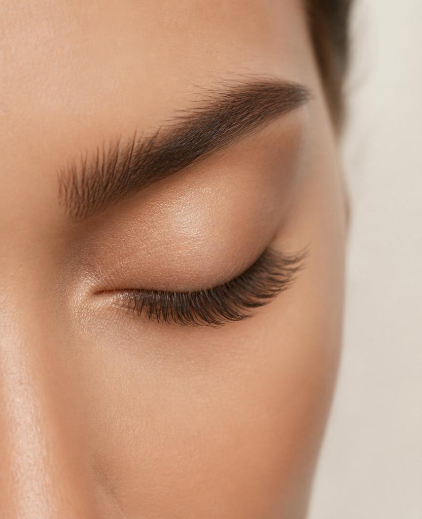 Close-up of eyelash extensions